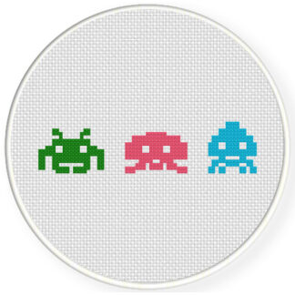 Pixelated Aliens Cross Stitch Pattern