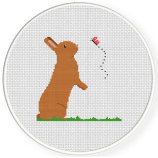 Bunny And Butterfly Cross Stitch Pattern