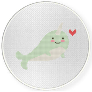 Charts Club Members Only: Cute Narwhal With Heart Cross Stitch Pattern
