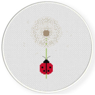 Ladybug In Dandelion Cross Stitch Pattern