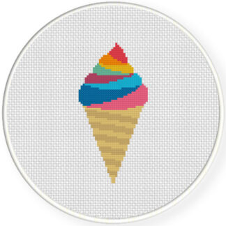 Rainbow Ice Cream Cross Stitch Pattern