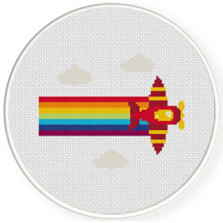 Rainbow Plane Cross Stitch Pattern
