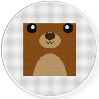 Cute Bear Face Cross Stitch Pattern