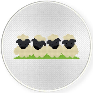 Cute Sheeps Line Cross Stitch Pattern