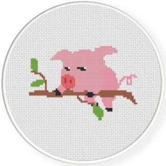 Hang In There Pig Cross Stitch Pattern