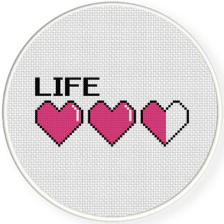 Life Hearts Cross Stitch Pattern