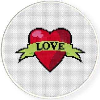 Charts Club Members Only: Love Heart With Ribbon Cross Stitch Pattern