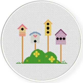 Lovely Bird Houses Cross Stitch Pattern