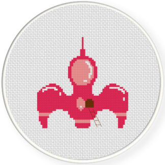 Pink SpaceShip Cross Stitch Pattern