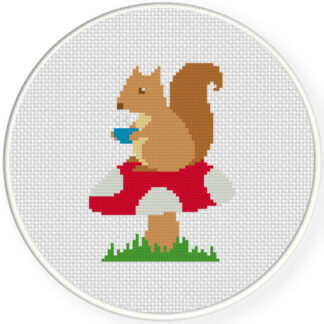 Squirrel Tea Time Cross Stitch Pattern