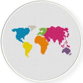 World Map Cross Stitch Pattern