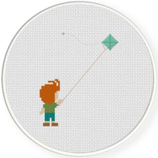 Boy With A Kite Cross Stitch Pattern