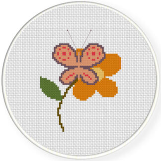 Butterfly In Flower Cross Stitch Pattern