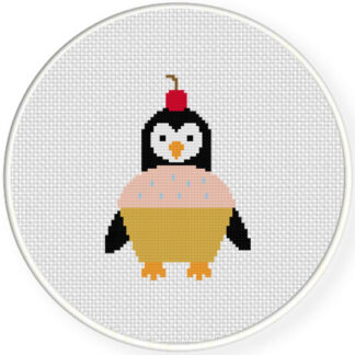 Cupcake Penguin Cross Stitch Pattern