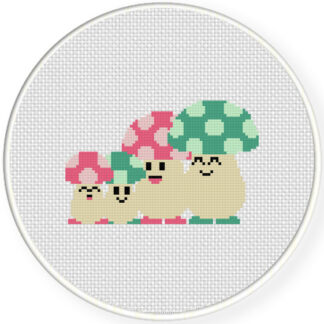 Mushroom Family Cross Stitch Pattern