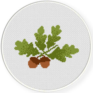 Acorns With Leaves Cross Stitch Pattern