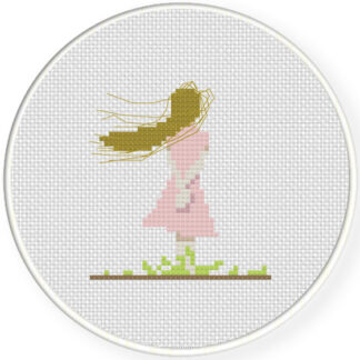 Girl Standing Back Cross Stitch Pattern