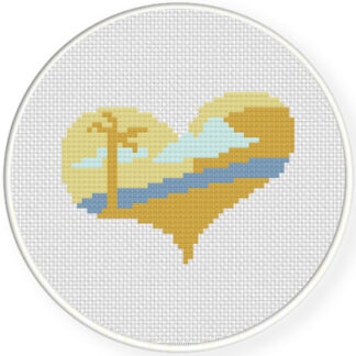 I heart Beach Cross Stitch Pattern