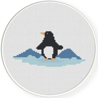 Penguin And Mountains Cross Stitch Pattern