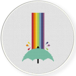 Rainbow Shower With Umbrella Cross Stitch Pattern