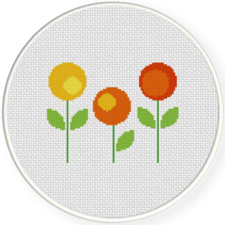 Round Florals Cross Stitch Pattern
