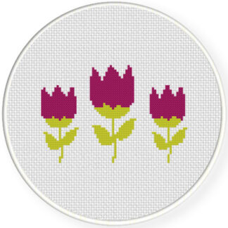 Beautiful Purple Flowers Cross Stitch Pattern