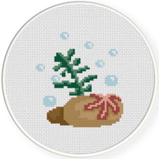 Charts Club Members Only: Starfish With Sea Weeds Cross Stitch Pattern