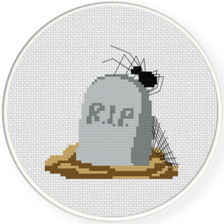 Charts Club Members Only:Tombstone With Spider Cross Stitch Pattern