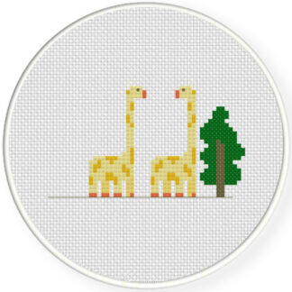 Charts Club Members Only: 2 Giraffe And A Tree Cross Stitch Pattern
