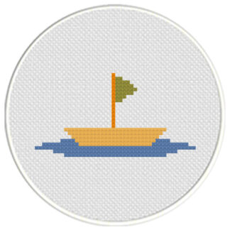 Boat With Flag Cross Stitch Pattern