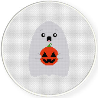 Ghost With Pumpkin Cross Stitch Pattern