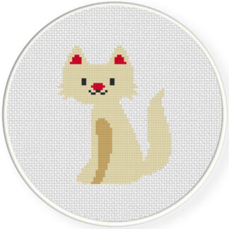 White Cute Cat Cross Stitch Pattern