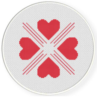 Four Heart Pattern Cross Stitch Pattern