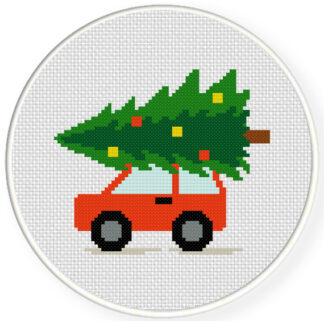 Tree In The Car Cross Stitch Pattern