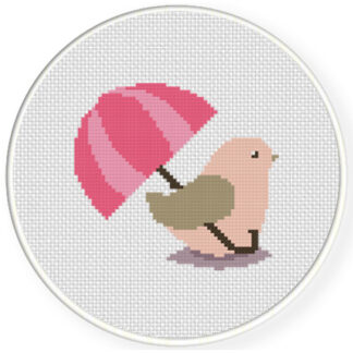 Charts Club Members Only: Cute Bird With Umbrella Cross Stitch Pattern