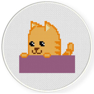 Cute Cat In A Box Cross Stitch Pattern