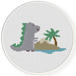 Dinosaur In Island Cross Stitch Pattern