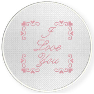 I Love You With Border Cross Stitch Pattern