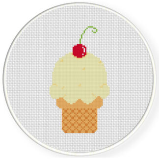 Charts Club Members Only: Ice Cream With Cherry Cross Stitch Pattern