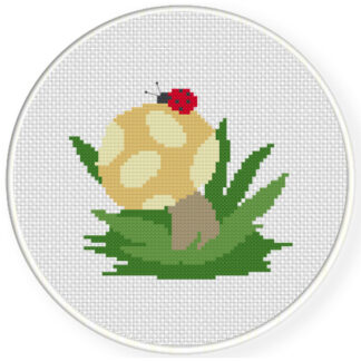 Charts Club Members Only: Ladybug On The Mushroom Cross Stitch Pattern