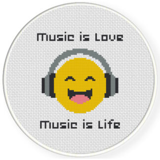 Charts Club Members Only: Music Is Love Music Is Life Cross Stitch Pattern