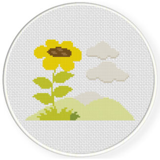 Charts Club Members Only: Flower And Mountains Cross Stitch Pattern