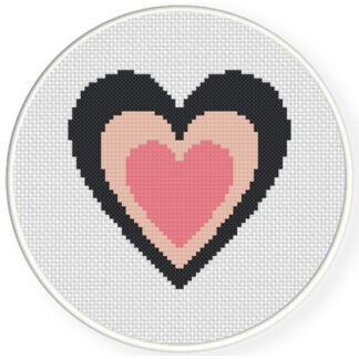 Pink And Black Heart Cross Stitch Pattern