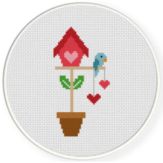 Potted Bird House Cross Stitch Pattern