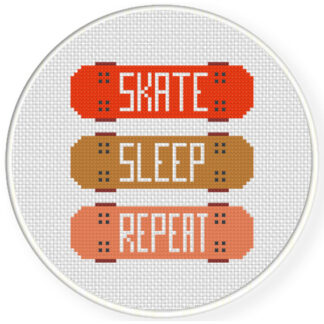 Charts Club Members Only: Skate Sleep Repeat Cross Stitch Pattern