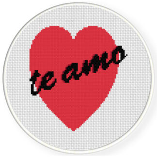 Te Amo Heart Cross Stitch Pattern