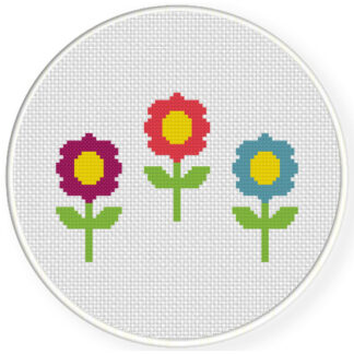Triple Flower Cross Stitch Pattern