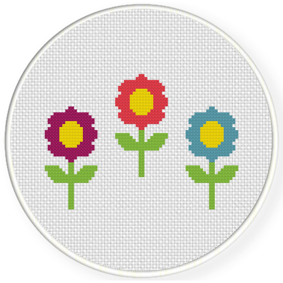 Triple Flower Cross Stitch Pattern – Daily Cross Stitch