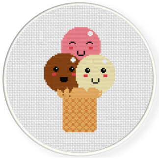 Triple Ice Cream Cross Stitch Pattern