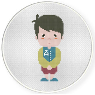 A Little Shy Boy Cross Stitch Pattern